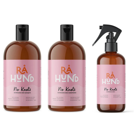 Complete No Knots detangling set: shampoo, conditioner and leave-in spray