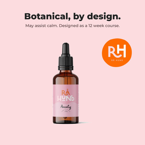 Natural Calming Drops for Dogs: Australian made brand card with product.